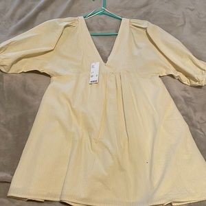 UO Charlotte Puff Sleeve Frock Mini Dress